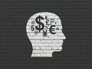 Image showing Education concept: Head With Finance Symbol on wall background