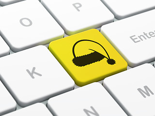 Image showing Entertainment, concept: Christmas Hat on computer keyboard background