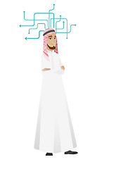 Image showing Young muslim businessman thinking.