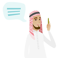 Image showing Young muslim businessman with speech bubble.