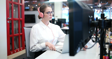 Image showing businesswoman using a laptop in startup office