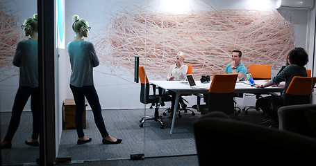 Image showing Startup Business Team At A Meeting at modern office building