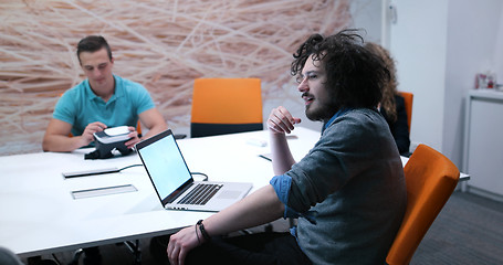 Image showing Startup Business Team At A Meeting at modern office building