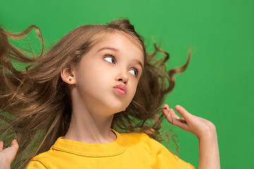 Image showing Young serious thoughtful sad teen girl