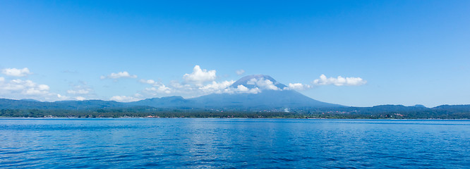 Image showing Agung volcano view from the sea. Bali island, Indonesia