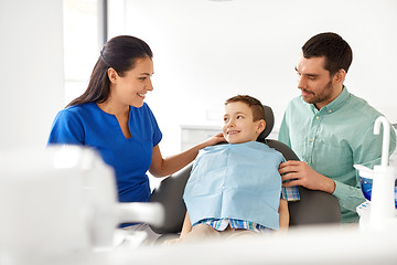 Image showing female dentist with kid patient at dental clinic