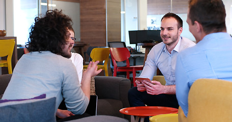 Image showing Startup Business Team At A Meeting at modern office building