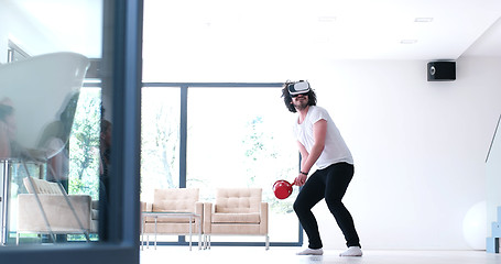 Image showing man using VR-headset glasses of virtual reality