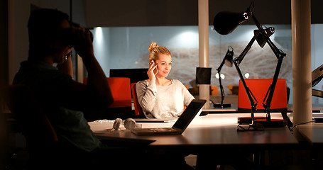 Image showing young designers in the night office