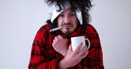 Image showing Man with flu and fever