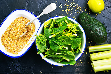 Image showing bulgur with spinach