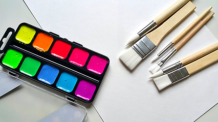 Image showing Tools for watercolor drawing