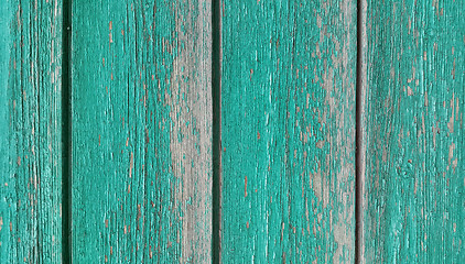 Image showing Texture of old wooden green fence