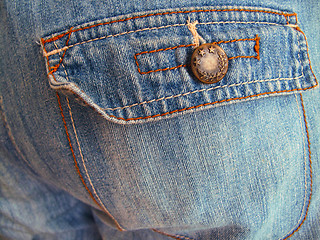 Image showing Blue jeans with pockets close-up