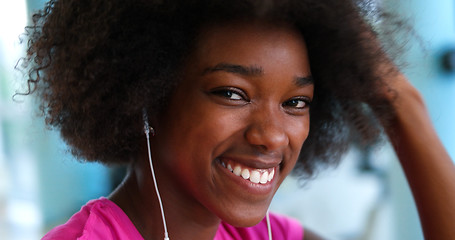 Image showing portrait of young black woman in gym