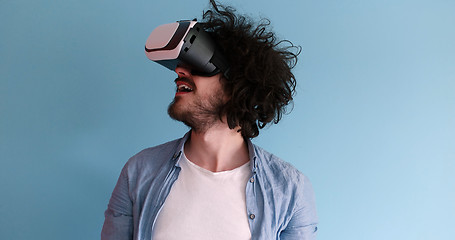 Image showing man using VR headset glasses of virtual reality