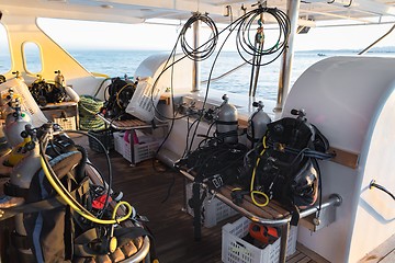 Image showing Diving equipment on the boat