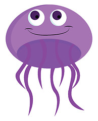 Image showing A smiling purple-colored cartoon jellyfish vector or color illus