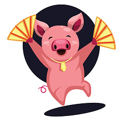 Image showing Happy pig celebrating Chinese New Yearillustration vector on whi