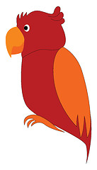 Image showing Red and orange parrot cartoon vector illustration on white backg