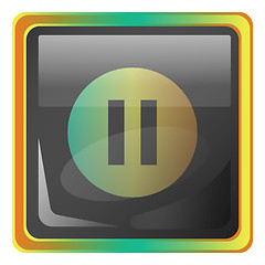 Image showing Pause grey square vector icon illustration with yellow and green