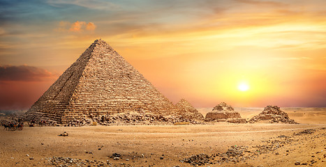 Image showing Egyptian pyramid in sand