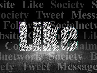 Image showing Social network concept: Like in grunge dark room