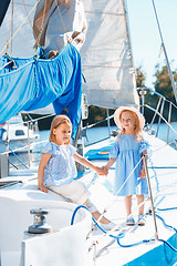 Image showing The children on board of sea yacht