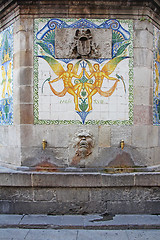 Image showing Old vintage small fountain in barcelona