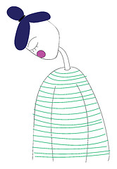 Image showing A girl wearing a striped light green shirt looks pretty vector o