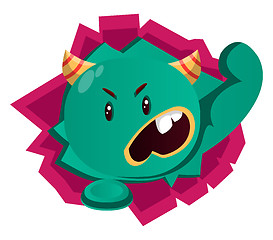 Image showing Angry green monster vector illustration