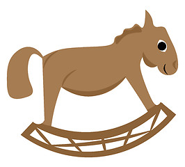 Image showing Clipart of a brown-colored toy rocking horse vector or color ill