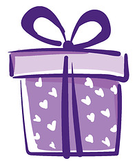 Image showing A surprise box wrapped with purple decorative paper and heart de