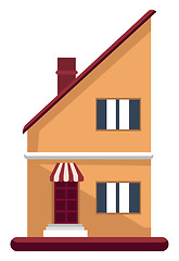 Image showing Cartoon orange building with red roof vector illustartion on whi