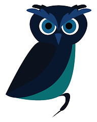 Image showing A blue owl with big eyes, vector color illustration.