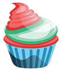 Image showing Red velvet cupcake with colorful frosting illustration vector on