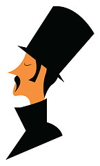 Image showing Mustache man with long black hat vector or color illustration