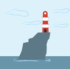 Image showing A cartoon lighthouse vector or color illustration