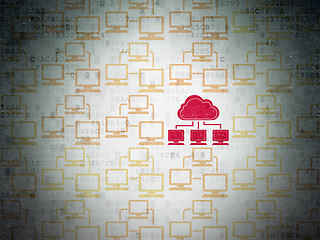 Image showing Cloud technology concept: cloud network icon on Digital Data Paper background