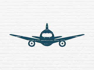 Image showing Vacation concept: Aircraft on wall background