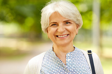 Image showing portrait of happy senior woman at summer park