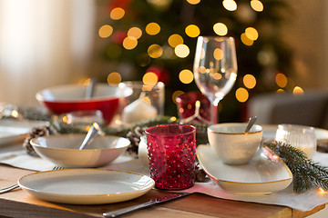 Image showing table setting for christmas dinner at home