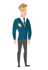 Image showing Young caucasian happy groom.