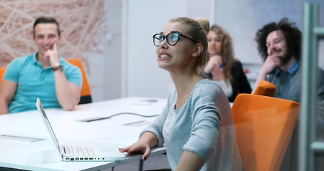 Image showing Startup Business Team At A Meeting at modern office building