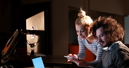 Image showing young designers in the night office