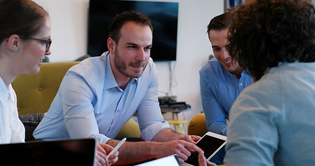 Image showing Startup Business Team At A Meeting at modern office building