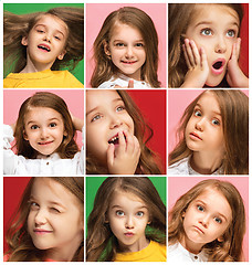 Image showing The collage of different human facial expressions, emotions and feelings of young teen girl.