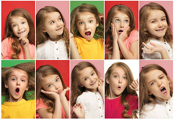 Image showing The collage of different human facial expressions, emotions and feelings of young teen girl.