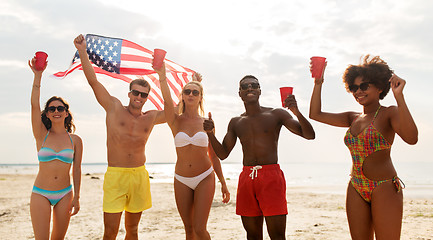 Image showing friends at american independence day beach party