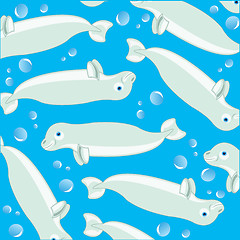 Image showing White whale decorative pattern on turn blue background